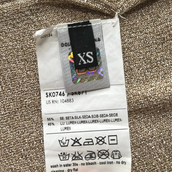 Dolce & Gabbana Women’s Gold Shimmer Long Button Up Cardigan Dress Silk Size XS - Picture 6 of 8